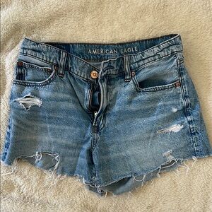 American Eagle Outfitters Blue Distressed Jean Shorts